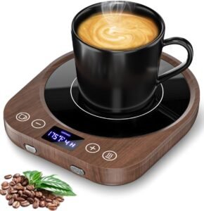 Smart Coffee Mug Warmer for Desk with 9 Temp Settings (Wood Grain)
