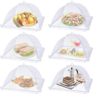 Lauon 6-Pack Pop-Up Mesh Food Covers (17 x 17 Inches) Collapsible Net Screen Tents