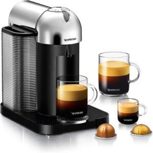 Nespresso Vertuo Single Serve Coffee and Espresso Machine by Breville (Chrome)