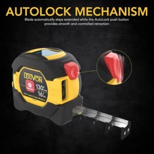 LEXIVON 2-in-1 Digital Laser Tape Measure – 130ft Laser Meter with 16ft AutoLock Tape (LX-201)