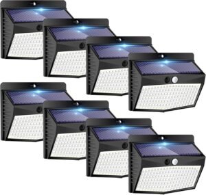 138LED Solar Motion Sensor Outdoor Security Wall Lights (8-Pack, 3 Lighting Modes, Waterproof)