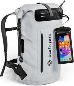 Earth Pak Heavy-Duty Waterproof Roll-Top Backpack with Front-Zippered Pocket
