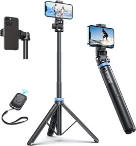 Kaiess 62″ Phone Tripod and Selfie Stick Combo with Wireless Bluetooth Remote