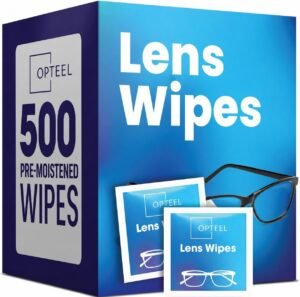 Pre-Moistened Lens Cleaning Wipes (500-Count, Individually Wrapped Streak-Free Sheets)