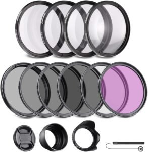 NEEWER 77mm Lens Filter and Accessory Kit (UV, CPL, FLD, ND2/ND4/ND8, Macro Close-Up +1/+2/+4/+10)