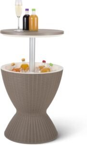 Amazon Basics – Patio Bar Table with 8 Gallon Cooler, Wicker Style