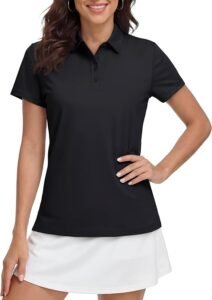 MAGCOMSEN Womens Golf Polo Shirts Sun Protection UPF 50+ Collared Shirt Short Sleeve Quick Dry 4-Button for Workout Tops