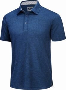 TACVASEN Men’s Golf Polo Shirts Short Sleeve Quick Dry Lightweight Casual Athletic Collared T-Shirts 3 Buttons