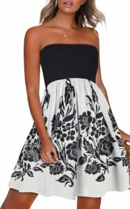 Summer Dresses for Women Beach Casual Sundress Strapless Off Shoulder Cover Ups