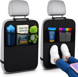 EcoNour Car Kick Mats Back Seat Protector (2 Pack) | Durable Car Seat Protector for Kids with Storage Pockets, Protection from Dirt, Mud and Scratches | Car Seat Protector for Vehicle Back Seat