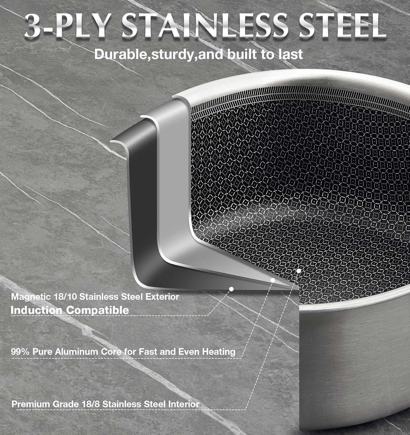 KOCH SYSTEME CS 3-Piece Hybrid Nonstick Pot Set