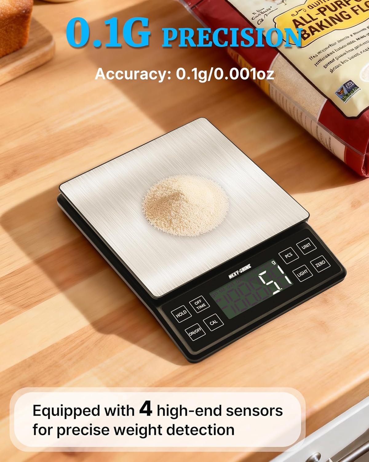 NEXT-SHINE Rechargeable Digital Kitchen Scale (Large Stainless Steel Platform)