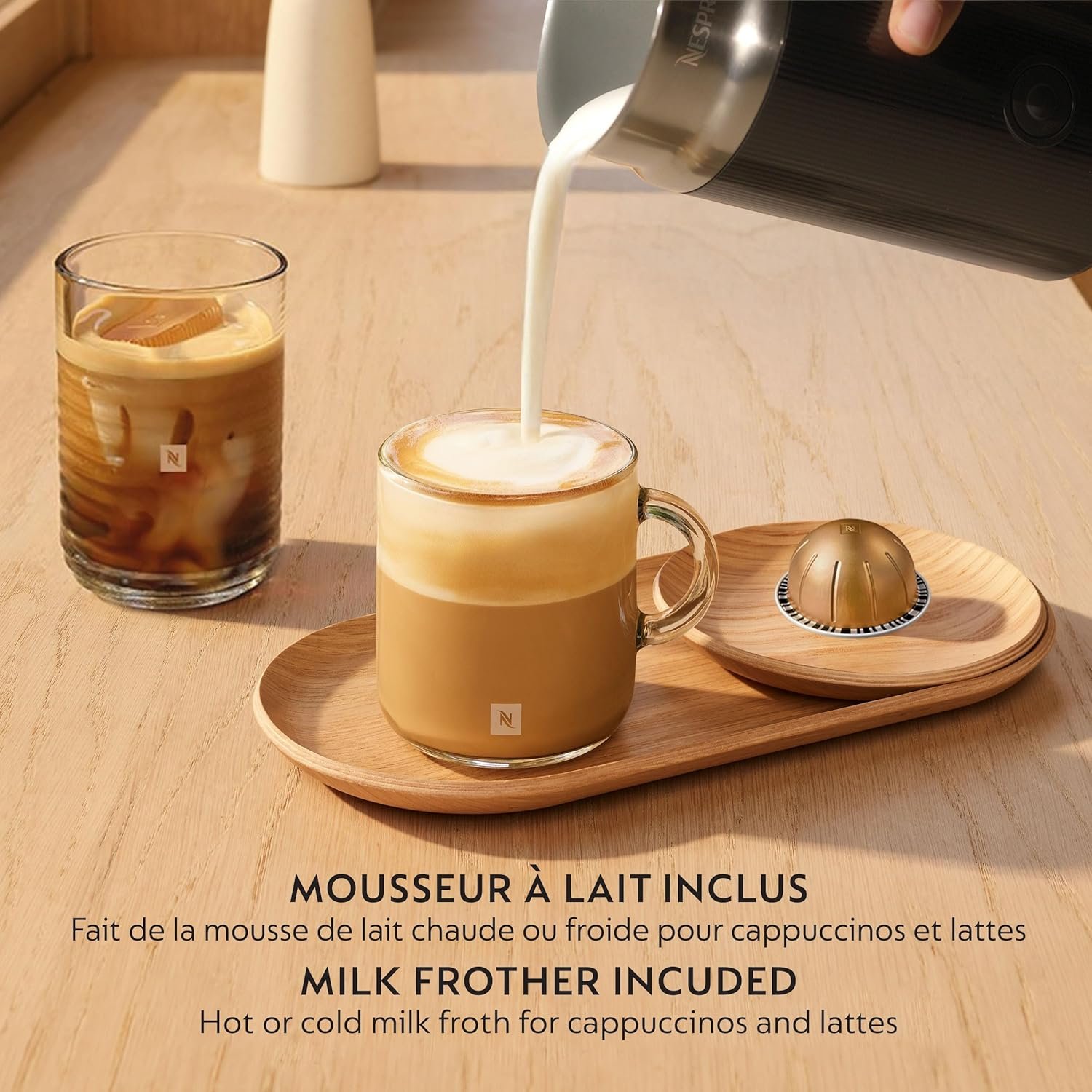 Nespresso Vertuo Up Coffee & Espresso Pod Machine by Breville with Aeroccino Milk Frother (Black)