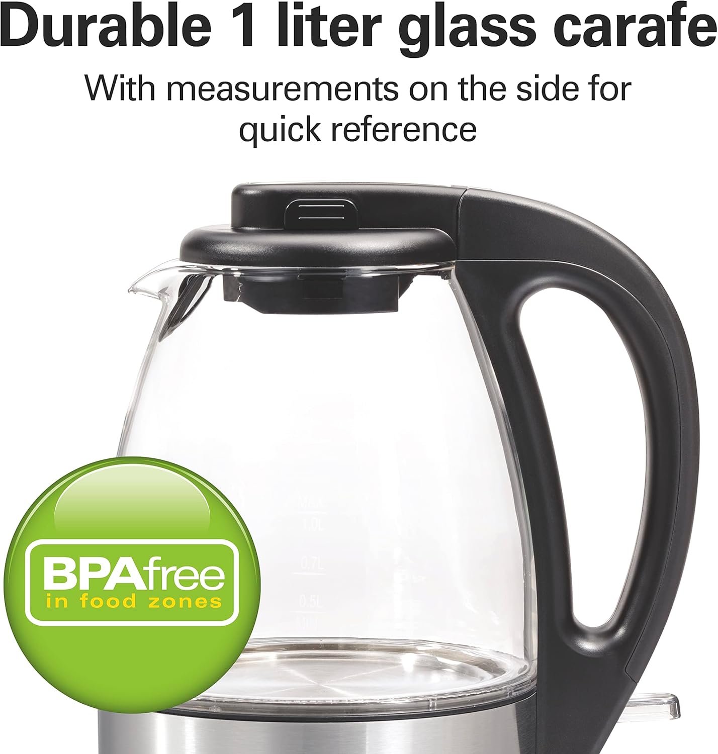 Hamilton Beach Compact 1 Liter Glass Electric Kettle with Soft Blue Illumination (40930C)