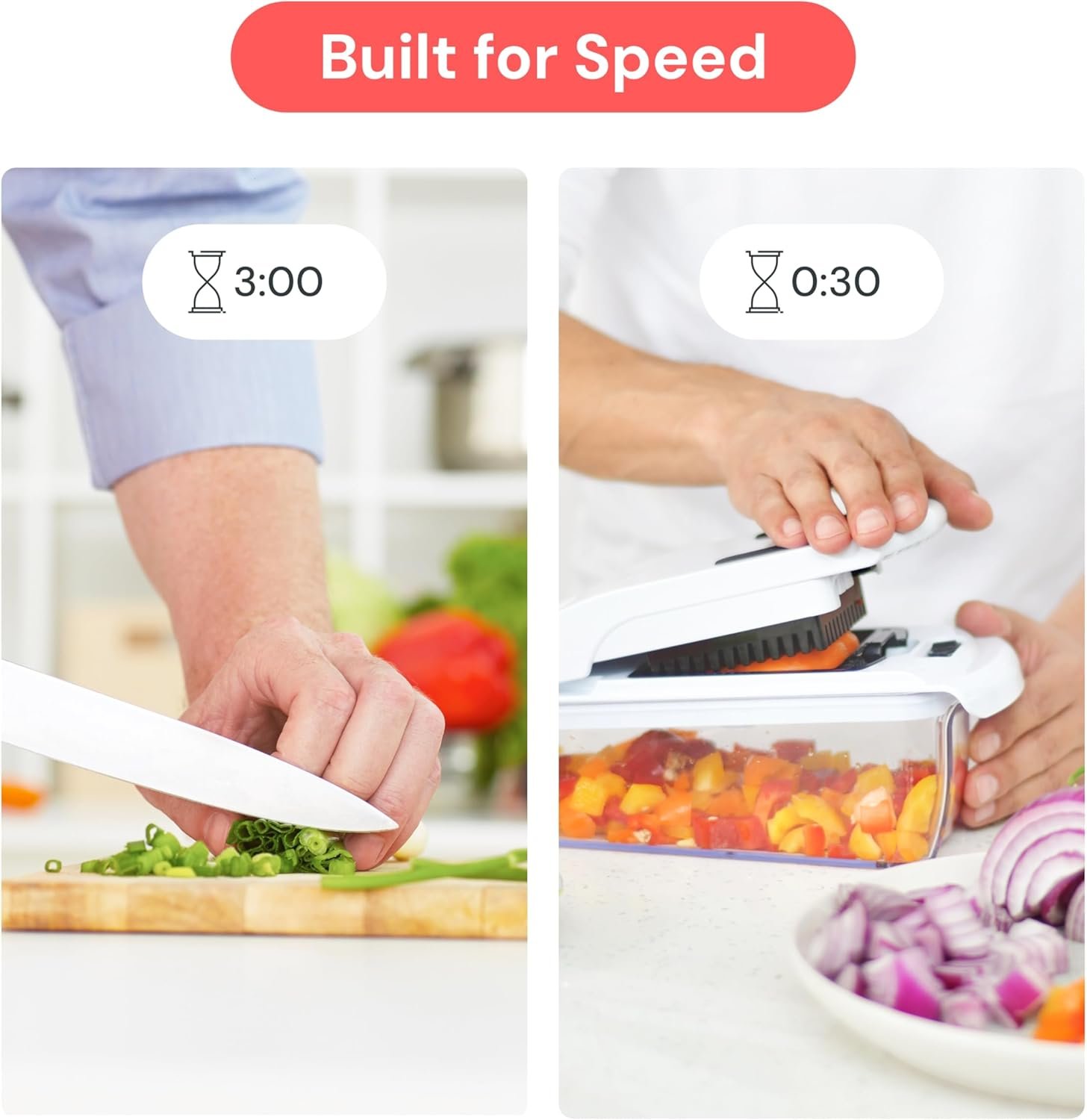 Fullstar Vegetable Chopper & Cutter – 4-in-1 Slicer Dicer Spiralizer with Container (White)
