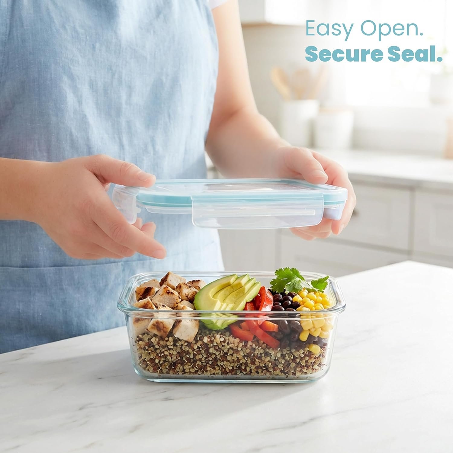 KICHLY 9 Pack Glass Food Storage Containers with Airtight Leakproof Lids
