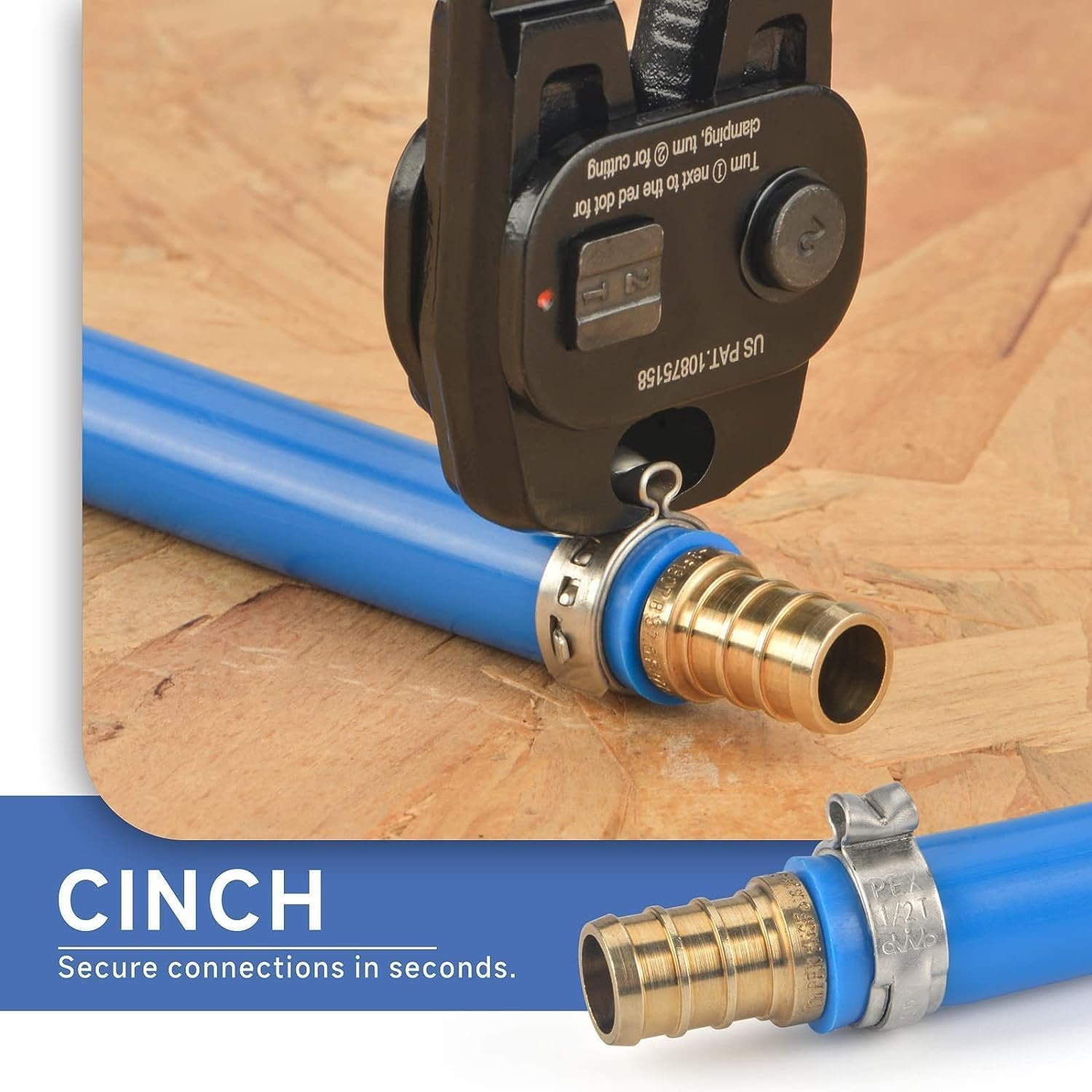 iCrimp Ratchet PEX Cinch Tool Kit with Removing Function, Pipe Cutter and Stainless Steel Clamps