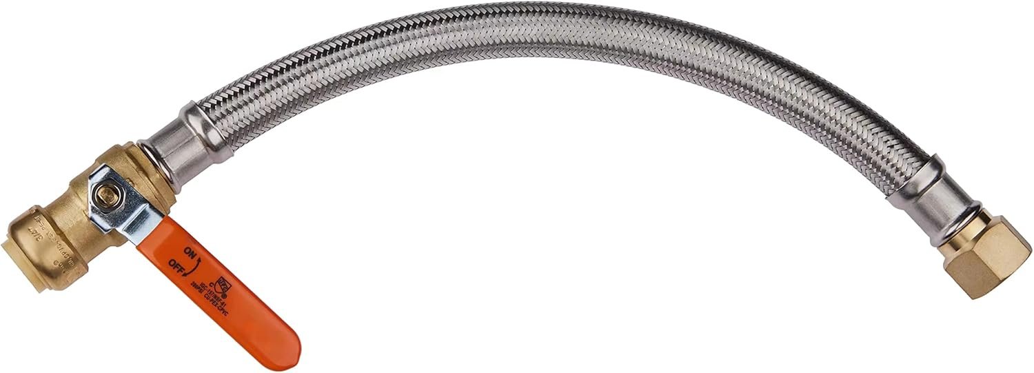 EFIELD 18-Inch Push-fit Valve Flexible Water Heater Connector (1/2″ Push-to-Connect x 3/4″ FIP)