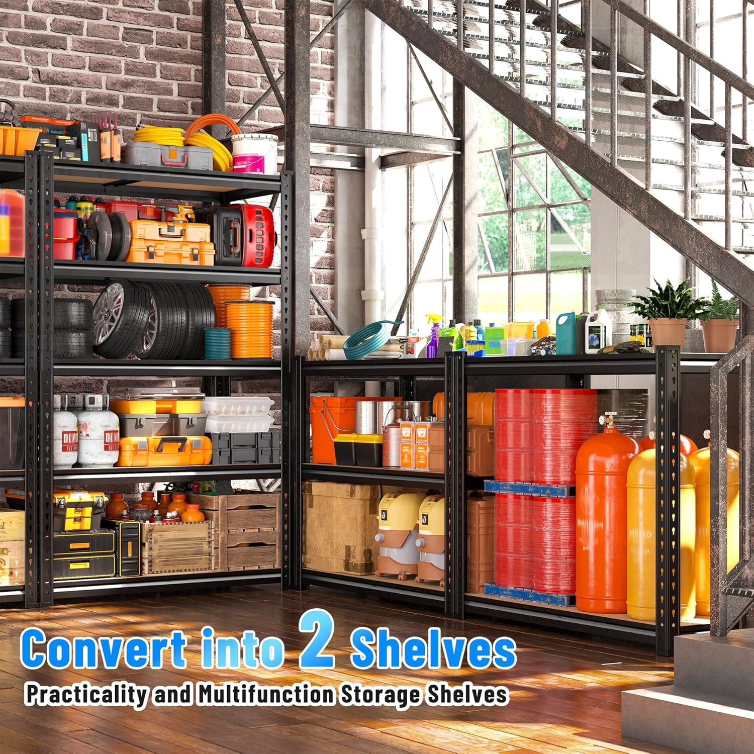 Bepatio 5-Tier Heavy Duty Garage Storage Shelving Unit (72.03″ H x 35.45″ W x 11.82″ D, Black)