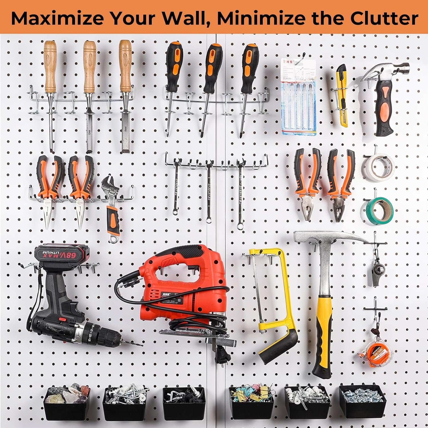 INCLY 206-Piece Pegboard Hooks Assortment and Accessories Organizer Kit with Bins