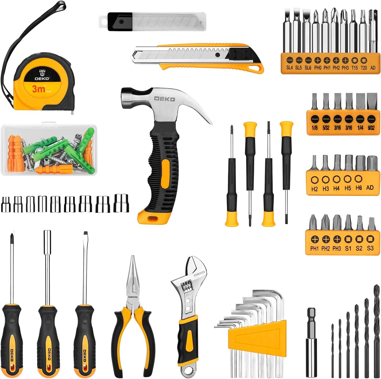 DEKOPRO 126-Piece Power Tool Combo Kit with 8V Cordless Drill and Hand Tools