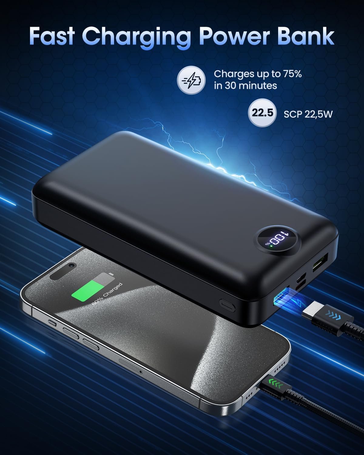 INIU Laptop Power Bank, 50000mAh Portable Capacity External Battery Pack with Fast Charging Cables
