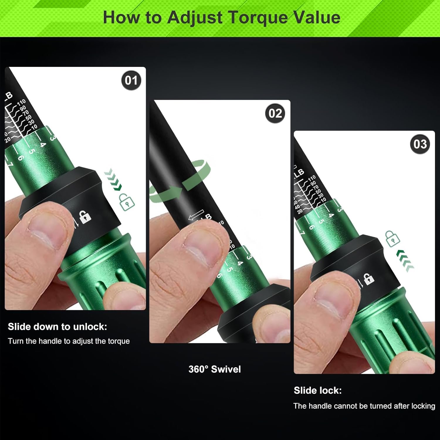 Torque Wrench Set 3/8″ + 1/2″ 2Pcs 10-110 ft.lb & 10-170 ft.lb Dual-Direction 72 Tooth Click with Adapters & Extension Bars for Car, Truck & Motorcycle