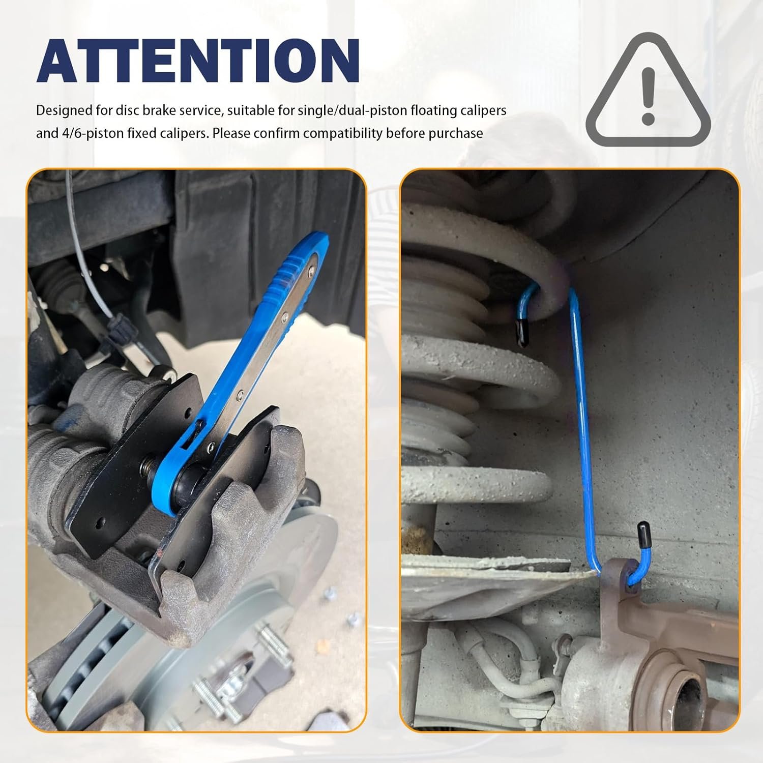 Car Brake Caliper Compression Tool,Brake Caliper Tool with Steel Plate,Brakes Pad Measuring Tools,Hangers,Professional Calipers Piston Compressor Tools for Disc Brakes Repair