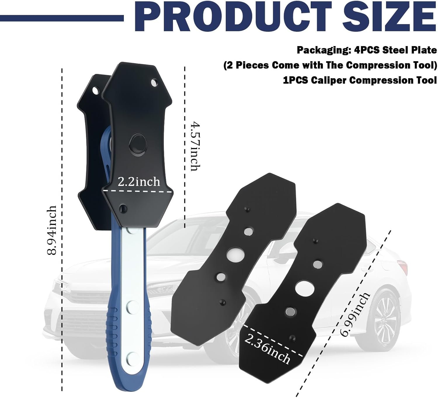 Car Brake Caliper Compression Tool,Brake Caliper Tool with Steel Plate,Brakes Pad Measuring Tools,Hangers,Professional Calipers Piston Compressor Tools for Disc Brakes Repair