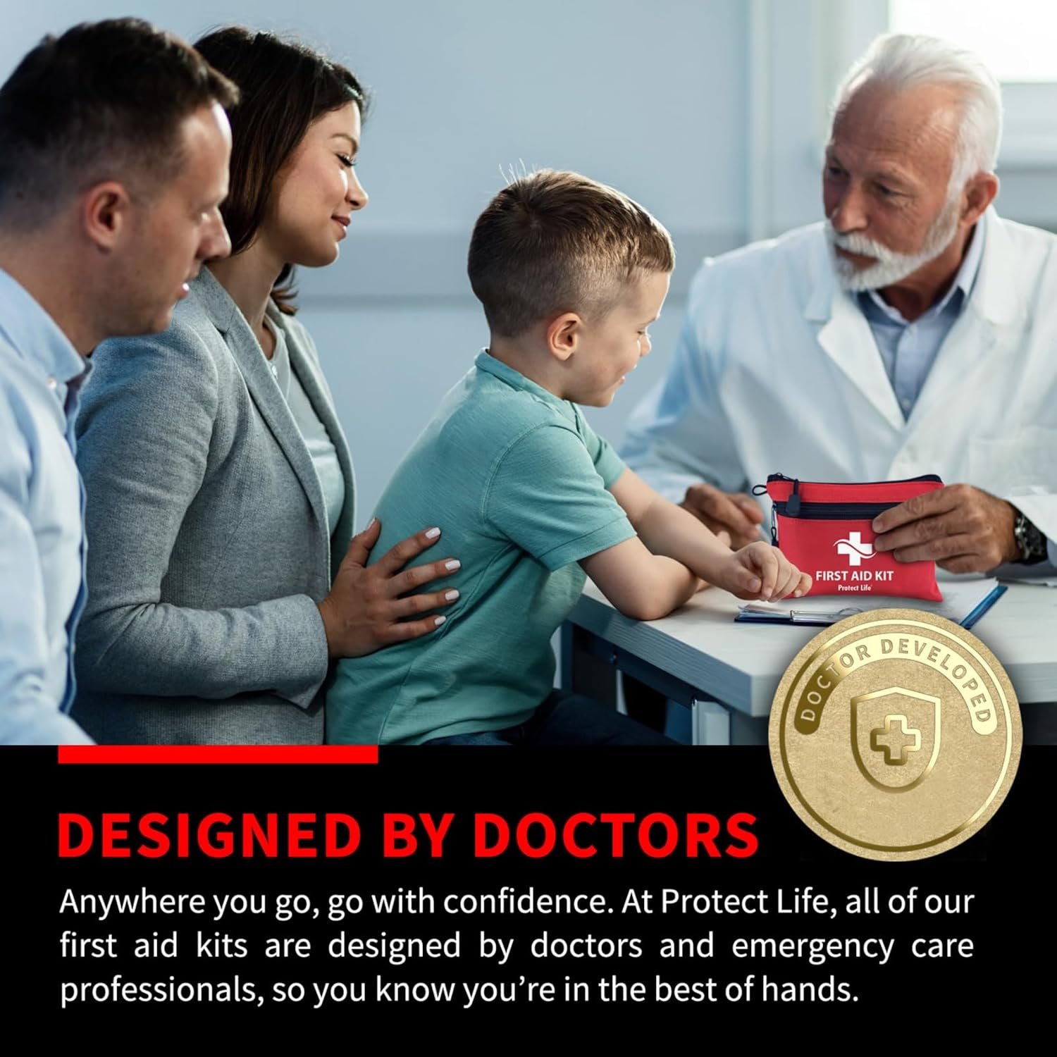 Protect Life 100-Piece Compact First Aid Kit for Travel, Home, and Outdoor Emergency