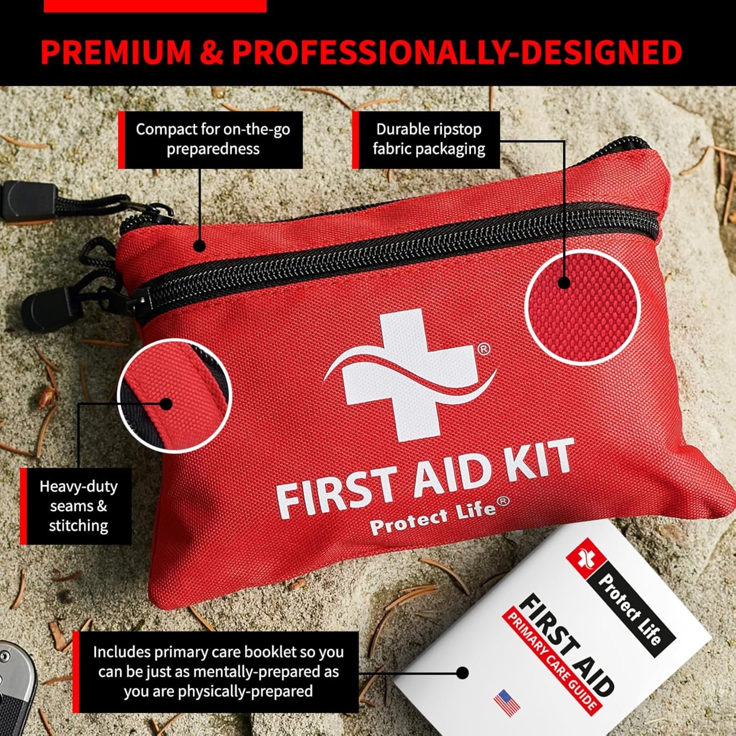 Protect Life 100-Piece Compact First Aid Kit for Travel, Home, and Outdoor Emergency