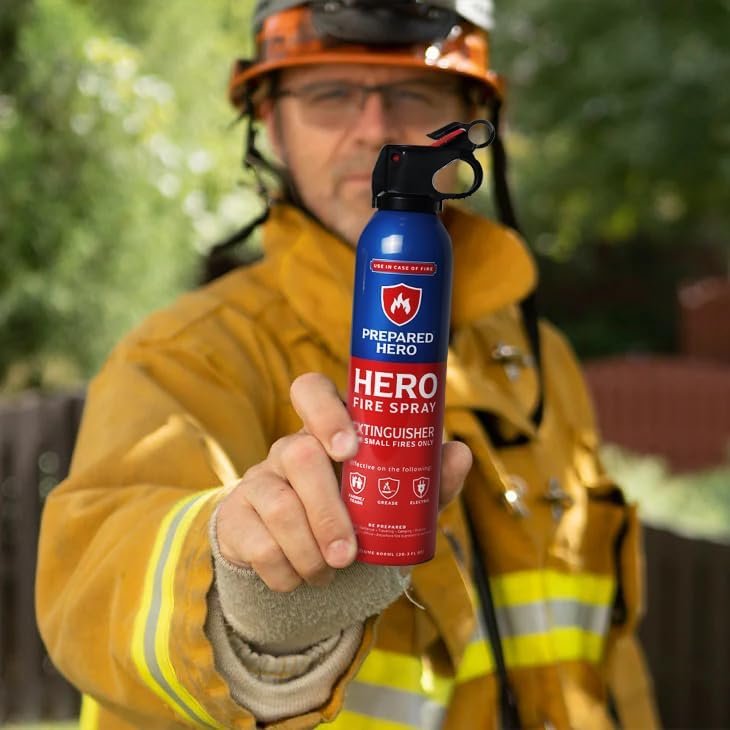 Prepared Hero Emergency Fire Spray Mini Fire Extinguishers (4-Pack, Non-Toxic & Biodegradable)