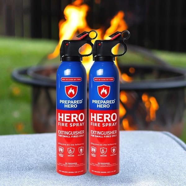 Prepared Hero Emergency Fire Spray Mini Fire Extinguishers (4-Pack, Non-Toxic & Biodegradable)