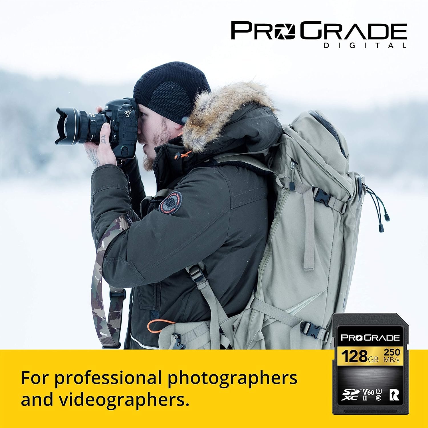 ProGrade Digital SDXC UHS-II 128GB V60 Memory Card (Up to 250MB/s Read, 130MB/s Write)