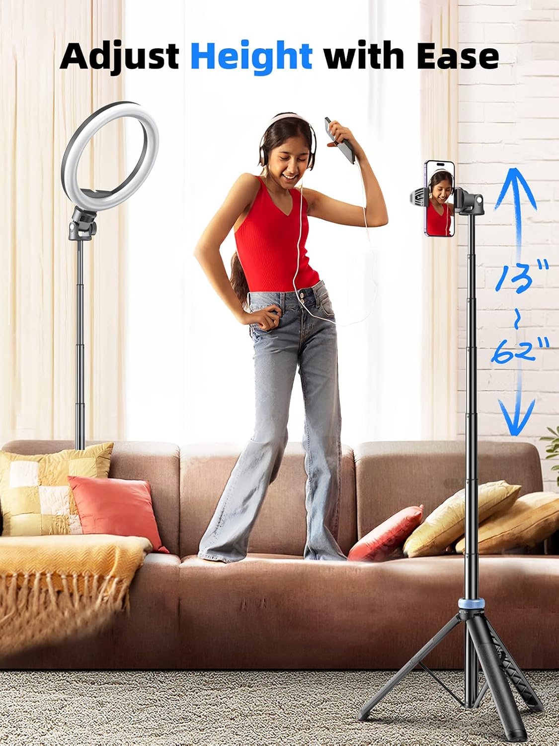 Kaiess 62″ Phone Tripod and Selfie Stick Combo with Wireless Bluetooth Remote
