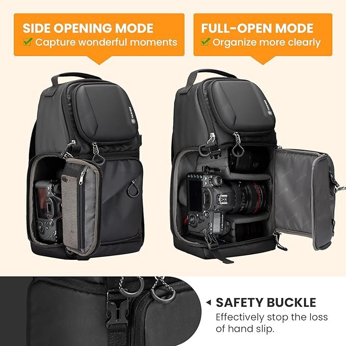 TARION 9L Hardshell Camera Sling Bag and Backpack with Quick Side Access & Waterproof Cover