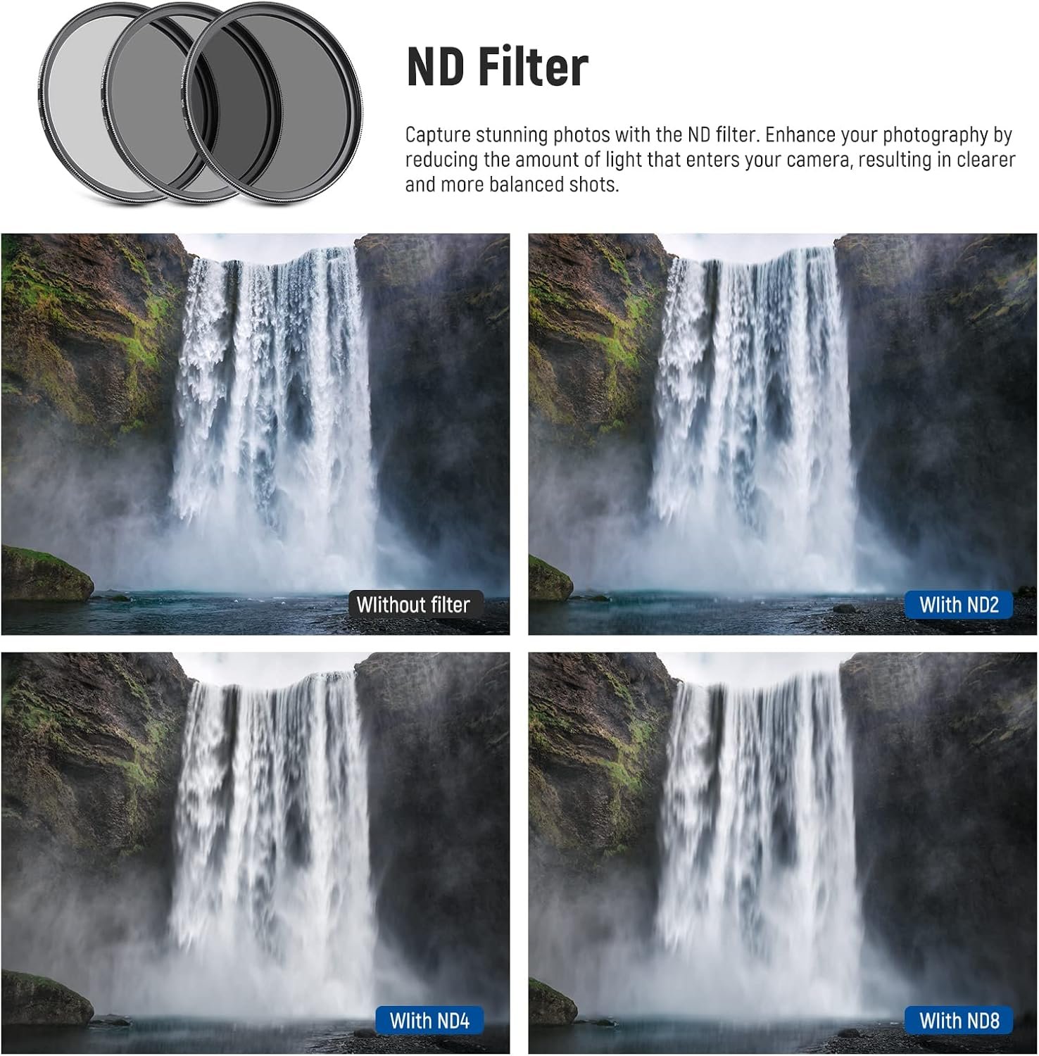 NEEWER 77mm Lens Filter and Accessory Kit (UV, CPL, FLD, ND2/ND4/ND8, Macro Close-Up +1/+2/+4/+10)
