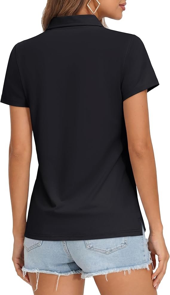 MAGCOMSEN Womens Golf Polo Shirts Sun Protection UPF 50+ Collared Shirt Short Sleeve Quick Dry 4-Button for Workout Tops
