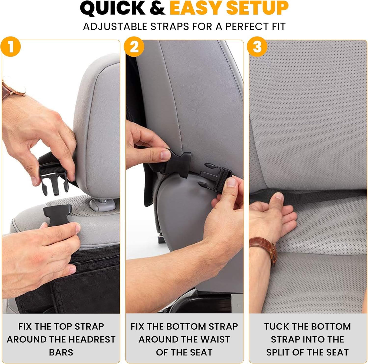 EcoNour Car Kick Mats Back Seat Protector (2 Pack) | Durable Car Seat Protector for Kids with Storage Pockets, Protection from Dirt, Mud and Scratches | Car Seat Protector for Vehicle Back Seat