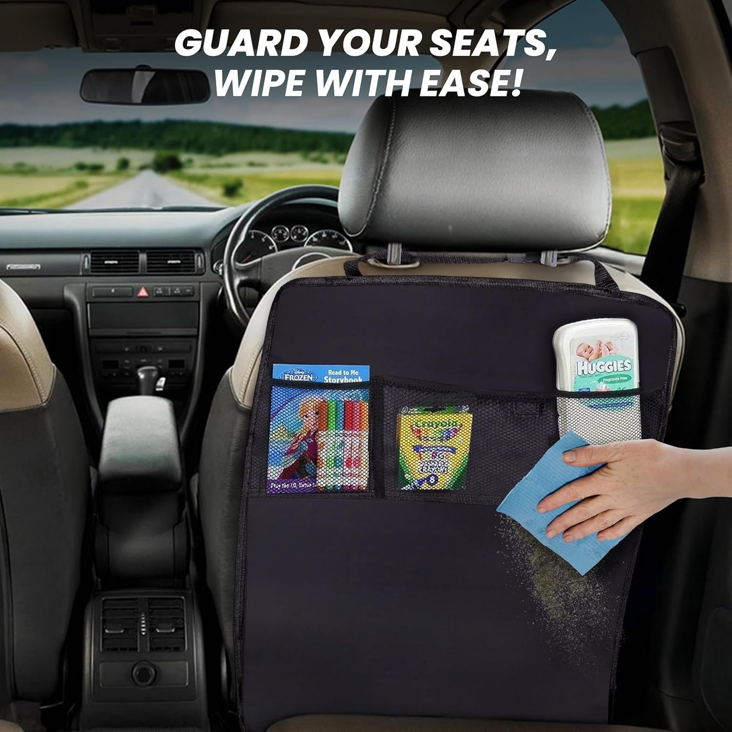 EcoNour Car Kick Mats Back Seat Protector (2 Pack) | Durable Car Seat Protector for Kids with Storage Pockets, Protection from Dirt, Mud and Scratches | Car Seat Protector for Vehicle Back Seat