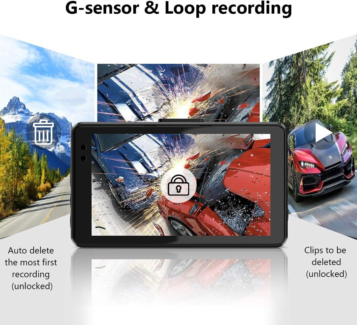 Dash Cam Dash Camera for Cars, Dash Cam Front and Rear Camera with 32G Card, Car Dashcam 1080P Dashboard Camera with Super Night Vision G-Sensor,WDR,Parking Monitor,Loop Recording