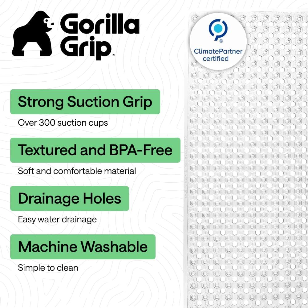Gorilla Grip Patented Bath Tub Shower Mat (89×41 cm, Clear)