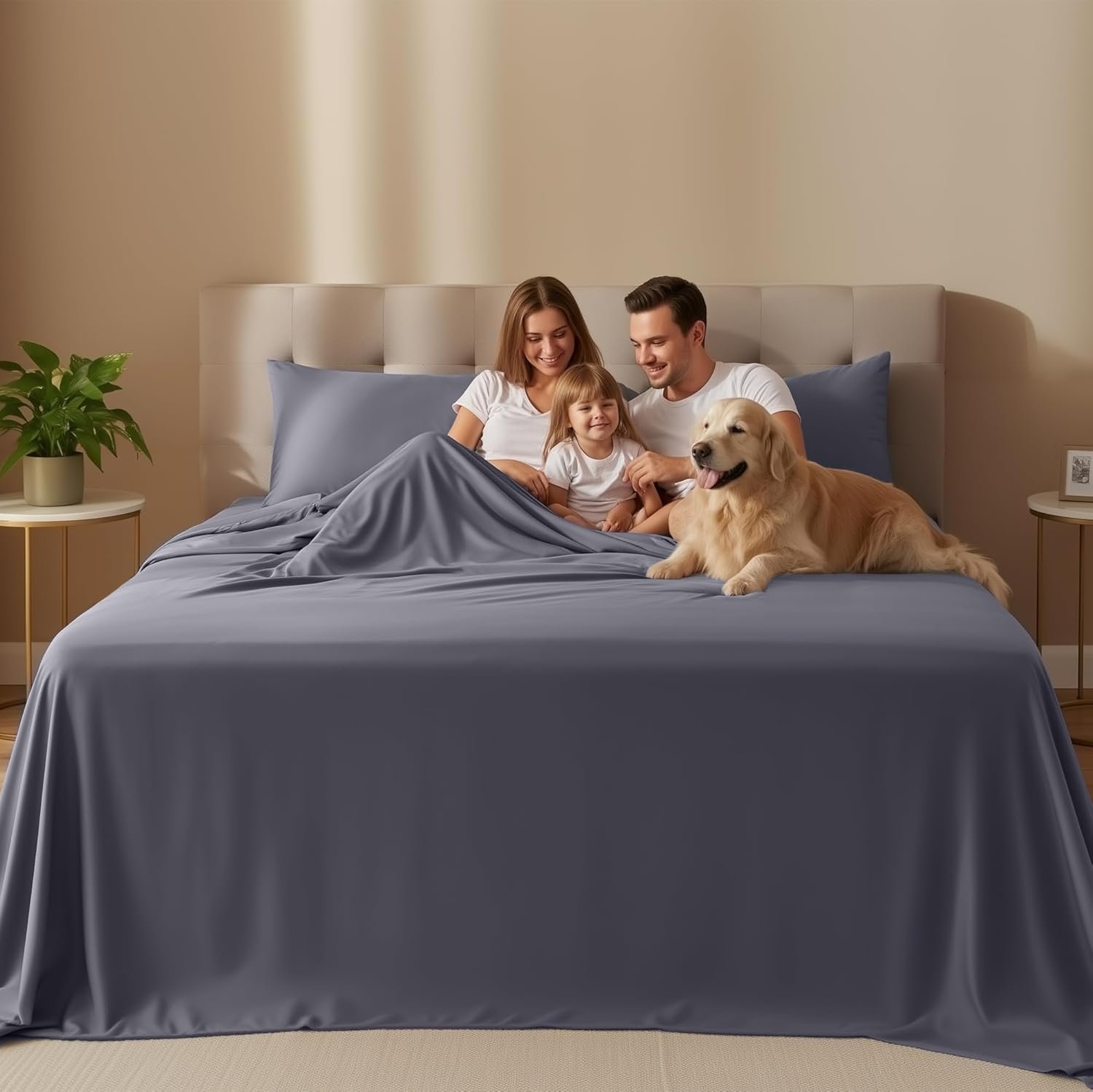 Utopia Bedding Queen Bed Sheets Set – 4 Piece Cooling Microfiber Sheet Set (Grey)