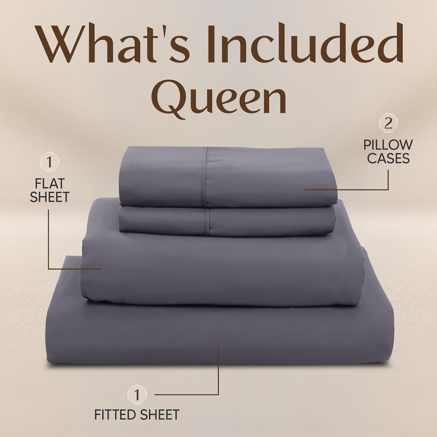 Utopia Bedding Queen Bed Sheets Set – 4 Piece Cooling Microfiber Sheet Set (Grey)