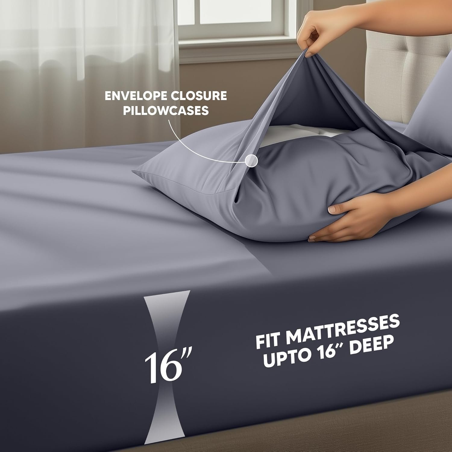 Utopia Bedding Queen Bed Sheets Set – 4 Piece Cooling Microfiber Sheet Set (Grey)
