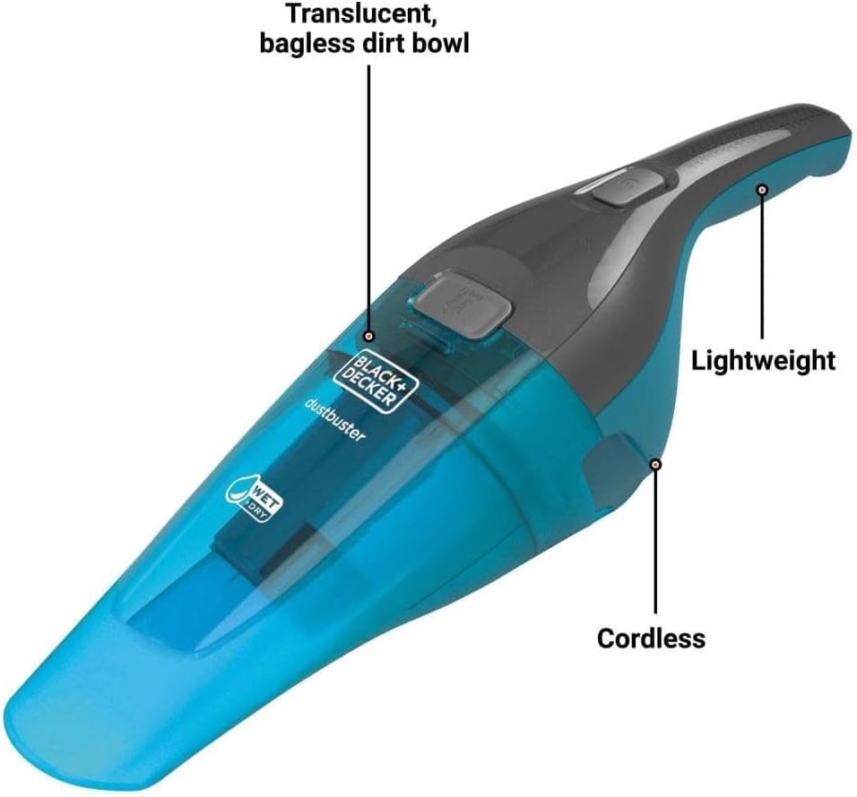 BLACK+DECKER dustbuster QuickClean Cordless Wet/Dry Handheld Vacuum (Turquoise, HNVC215BW52)