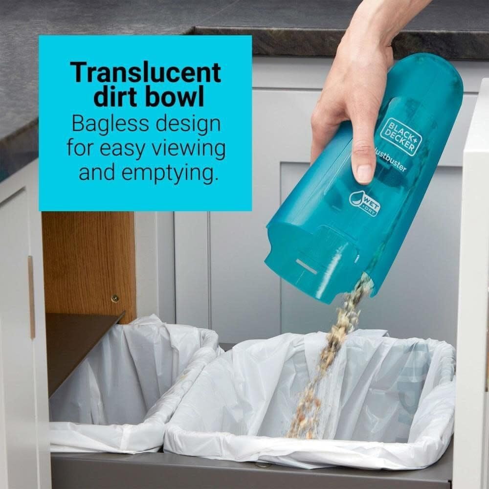 BLACK+DECKER dustbuster QuickClean Cordless Wet/Dry Handheld Vacuum (Turquoise, HNVC215BW52)