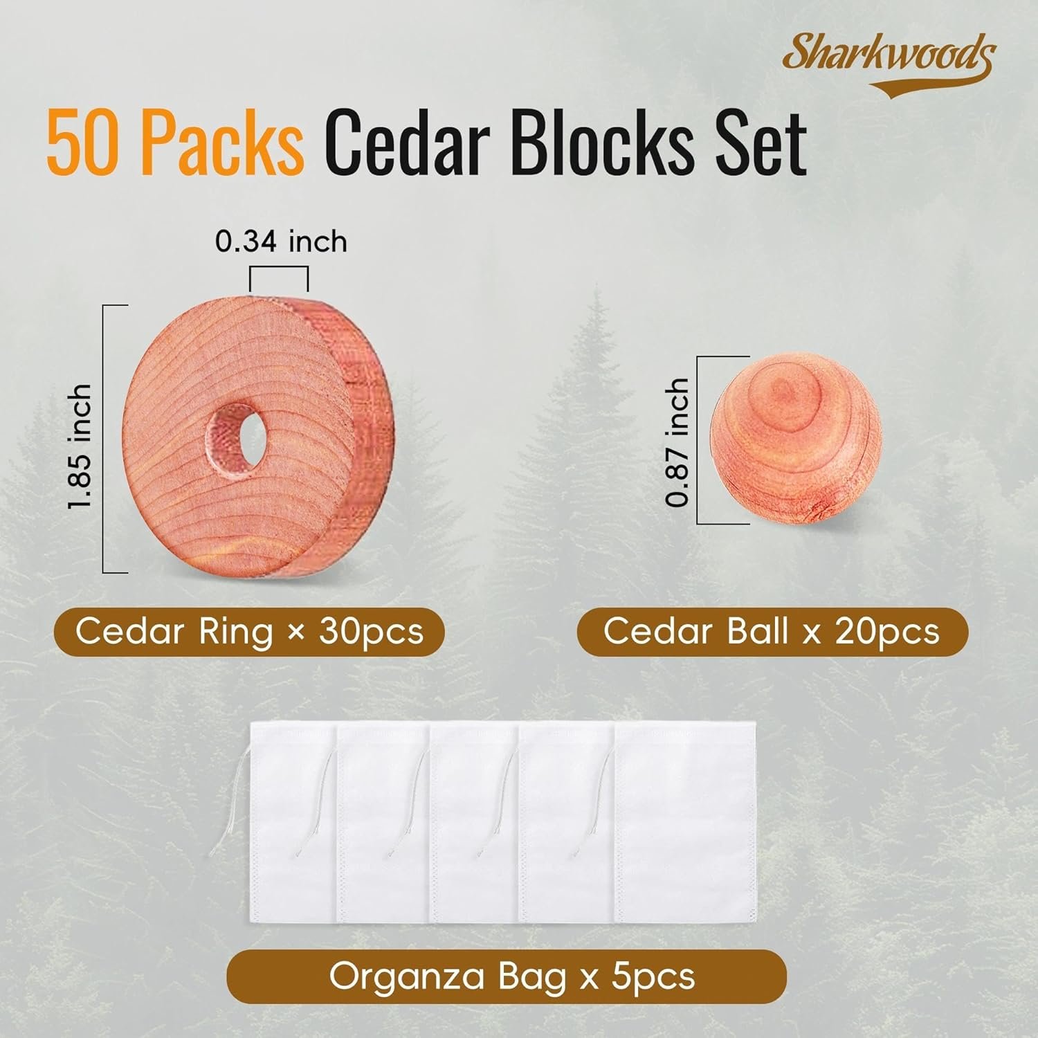Cedar Rings and Balls for Closets & Drawers Freshener