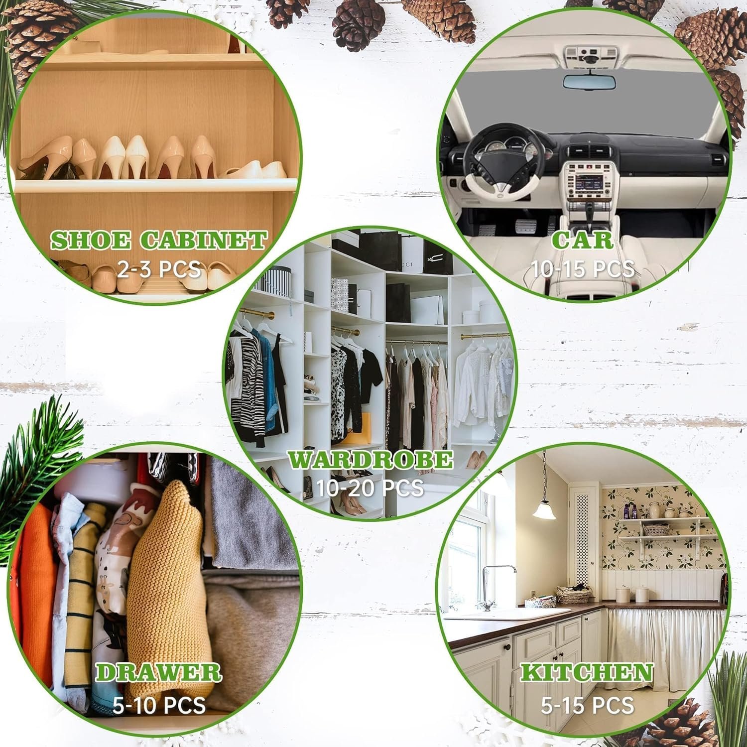 Cedar Rings and Balls for Closets & Drawers Freshener