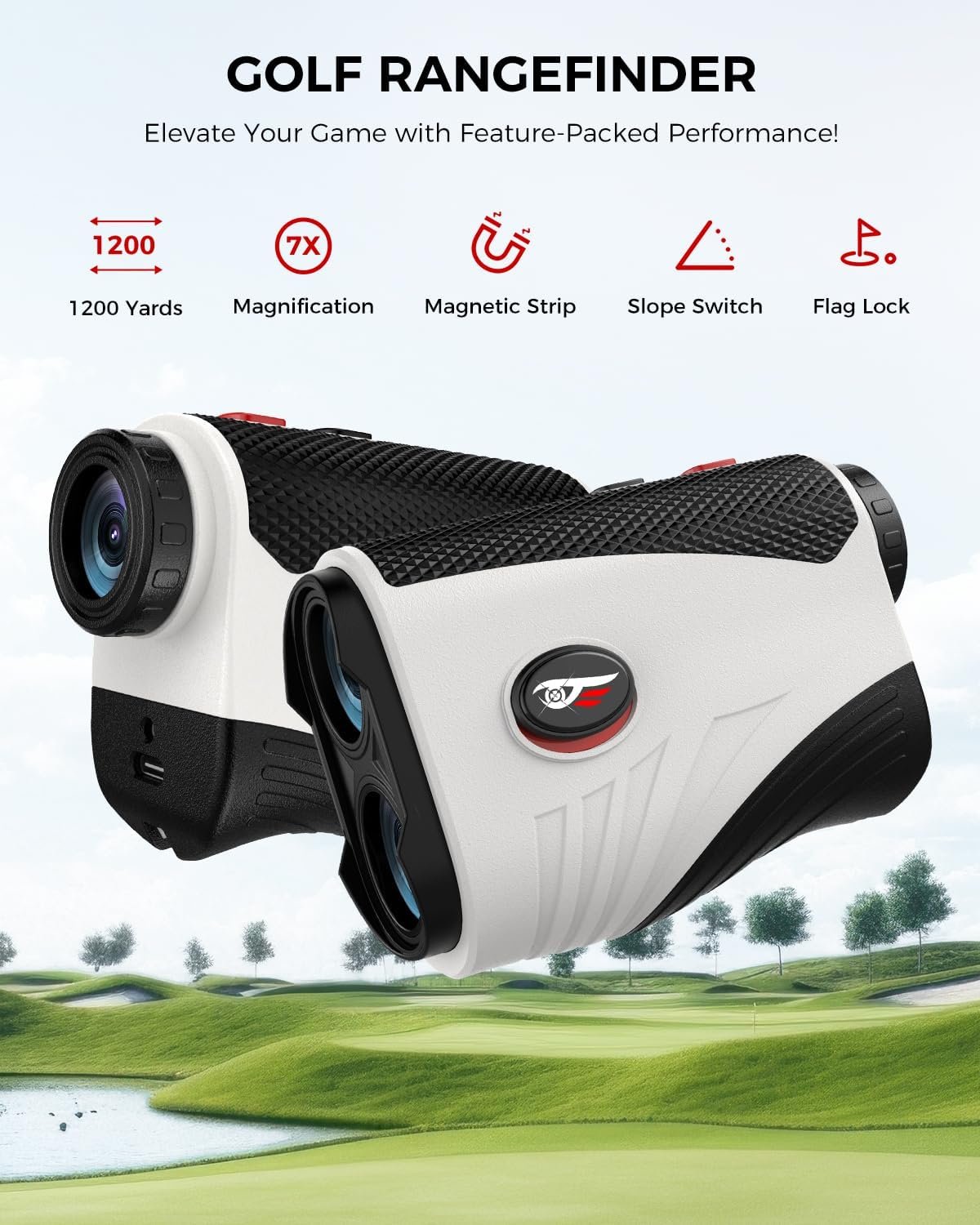 VyKure Golf Rangefinder with Slope (1200 Yards Laser Range Finder with 7X Magnification)